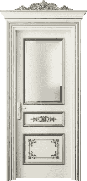 Дверь межкомнатная 6502 БМБСА САТ Ф. Цвет Бук молочно-белый серебряный антик. Материал Массив бука эмаль с патиной серебро античное. Коллекция Imperial. Картинка.