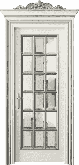 Дверь межкомнатная 6510 БМБСА САТ Ф. Цвет Бук молочно-белый серебряный антик. Материал Массив бука эмаль с патиной серебро античное. Коллекция Imperial. Картинка.