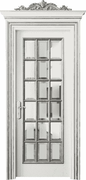 Дверь межкомнатная 6510 БЖМСА САТ Ф. Цвет Бук жемчужный серебряный антик. Материал Массив бука эмаль с патиной серебро античное. Коллекция Imperial. Картинка.