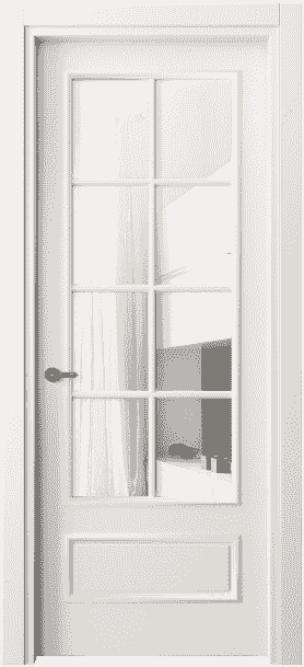 Дверь межкомнатная 8112 МЖМ Прозрачное стекло. Цвет Матовый жемчужный. Материал Гладкая эмаль. Коллекция Paris. Картинка.