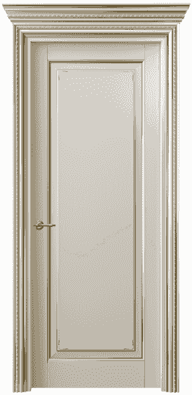 Дверь межкомнатная 6201 БОСП. Цвет Бук облачный серый позолота. Материал  Массив бука эмаль с патиной. Коллекция Royal. Картинка.