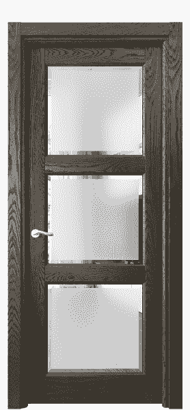 Дверь межкомнатная 0730 ДСЕ.Б Сатинированное стекло с фацетом. Цвет Дуб серый брашированный. Материал Массив дуба брашированный. Коллекция Lignum. Картинка.