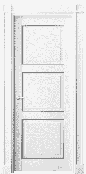 Дверь межкомнатная 6309 ББЛС . Цвет Бук белоснежный с серебром. Материал  Массив бука эмаль с патиной. Коллекция Toscana Plano. Картинка.