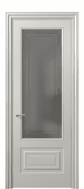 Дверь межкомнатная 8442 МОС Серый сатин с гравировкой. Цвет Матовый облачно-серый. Материал Гладкая эмаль. Коллекция Mascot. Картинка.