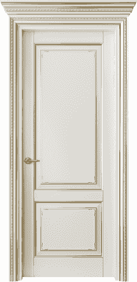 Дверь межкомнатная 6211 БЖМЗ . Цвет Бук жемчуг с золотом. Материал  Массив бука эмаль с патиной. Коллекция Royal. Картинка.