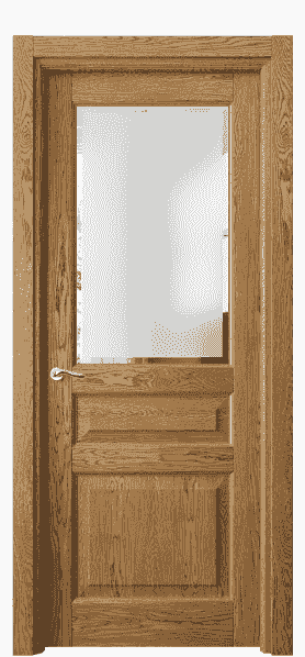 Дверь межкомнатная 0710 ДМД.Б Сатинированное стекло с фацетом. Цвет Дуб медовый брашированный. Материал Массив дуба брашированный. Коллекция Lignum. Картинка.
