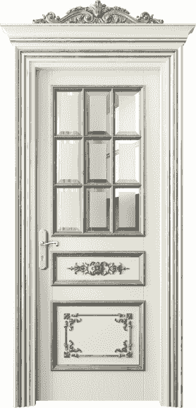 Дверь межкомнатная 6512 БМБСА САТ Ф. Цвет Бук молочно-белый серебряный антик. Материал Гладкая Эмаль с Эффектами (Серебро). Коллекция Imperial. Картинка.