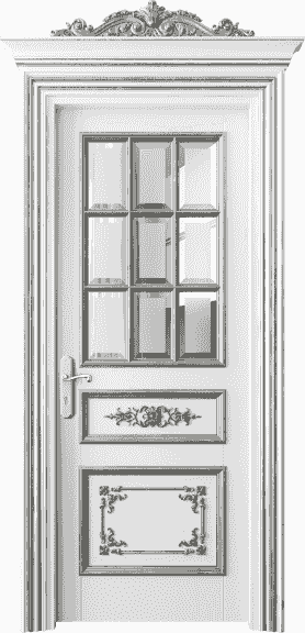 Дверь межкомнатная 6512 ББЛСА САТ Ф. Цвет Бук белоснежный серебряный антик. Материал Гладкая Эмаль с Эффектами (Серебро). Коллекция Imperial. Картинка.
