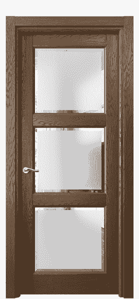 Дверь межкомнатная 0730 ДКР.Б Сатинированное стекло с фацетом. Цвет Дуб королевский брашированный. Материал Массив дуба брашированный. Коллекция Lignum. Картинка.