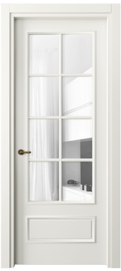 Дверь межкомнатная Paris 8112 Матовый жемчужный Прозрачное стекло Гладкий наличник МЖМ Цена 384380 ₸ Наличники уже входят в базовый комплект. Фабрика дверей Волховец 8 (800) 551 43 19 Межкомнатная дверь Paris 8112 Матовый жемчужный Прозрачное стекло Цена 384380 ₸| Volhovec