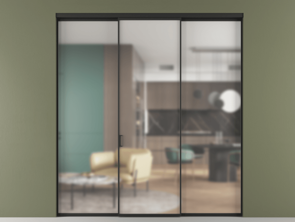 Перегородка Formato внутри проёма 3 створки АЛПР 040.01 Алюминий Черный Сатинированное стекло "Matelux Crystal Vision", калёное, матовое, каленое 6 мм. Скрытый короб ЧЕР Цена 1809600 ₸ 1. Полотно 3 шт. (800/2100 мм)
2. Комплект установки раздвижной системы
3. Базовый комплект фурнитуры
4.Ручка RONDO. Фабрика дверей Волховец 8 (800) 551 43 19 Перегородка Formato внутри проёма 3 створки АЛПР 040.01 Алюминий Черный Сатинированное стекло "Matelux Crystal Vision", калёное, матовое, каленое 6 мм Цена 1809600 ₸ | Volhovec